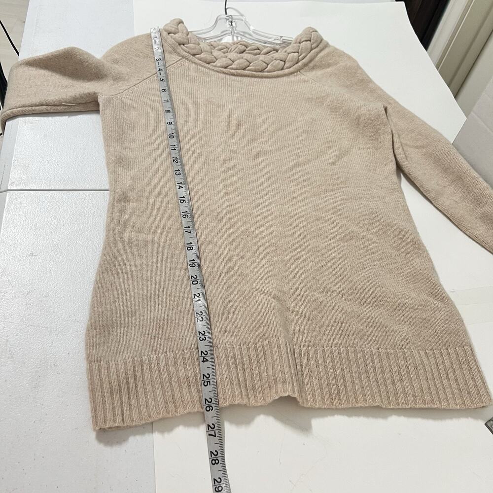 Peck & Peck Wool Cashmere Knit Pullover Sweater Medium Braided Neck Cream Luxe - Picture 9 of 10